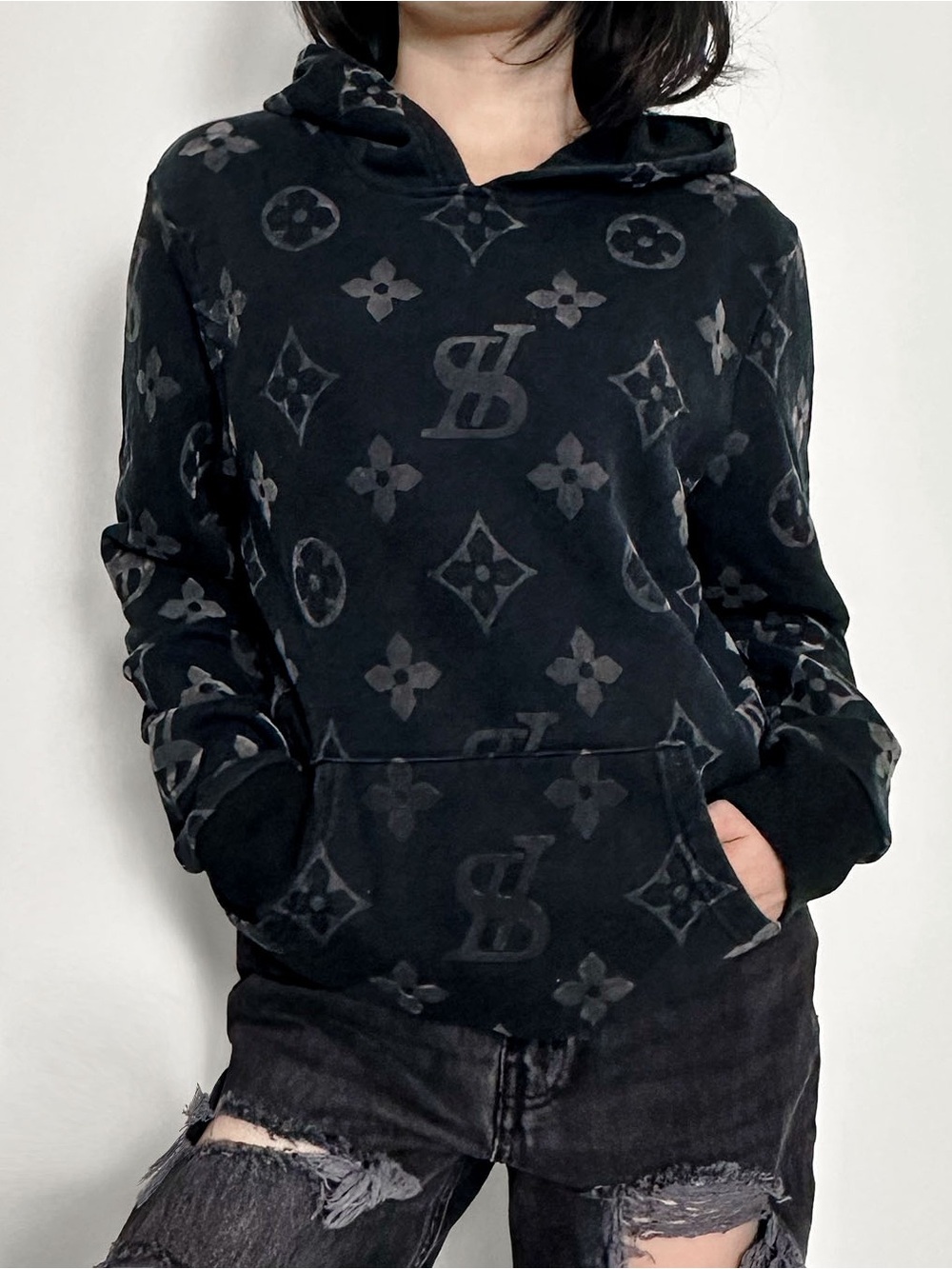 Reason Clothing Monogram Pullover Hoodie Washed Ash Gray Streetwear Sweatshirt
